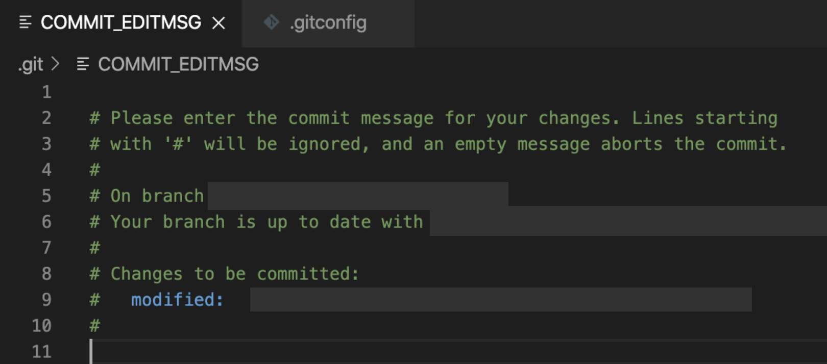  VSCODE에서 GIT commit message vim으로 띄우기 설정