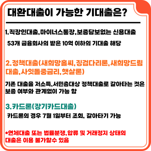 대환대출 갈아타기 가능한 조건