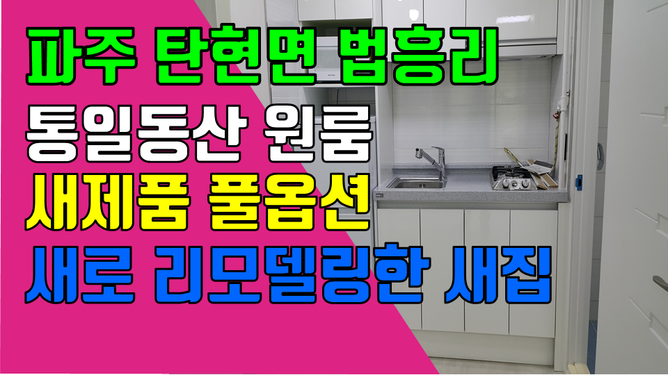  파주 탄현면 법흥리 통일동산 헤이리 원룸 월세 300/32만 새제품 풀옵션 새로 리모델링한 최신형 원룸 2층 개방감 좋은 넓은 원룸