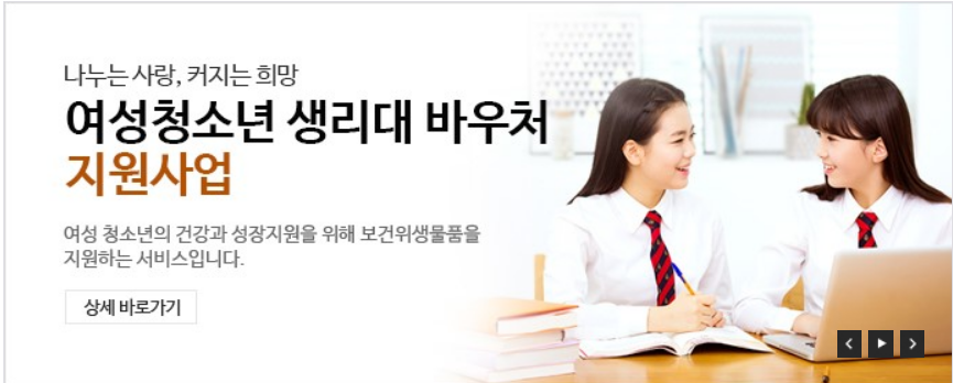  여성청소년 생리대 바우처 지원사업 살펴보기 : 구매비용지원 제도