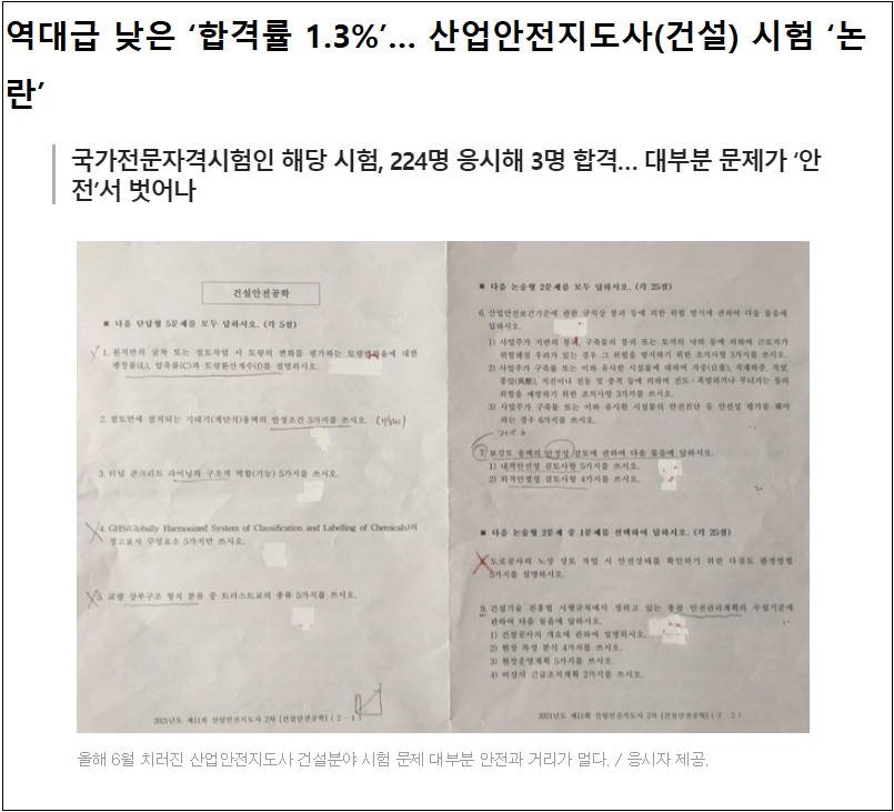  산업안전지도사 시험...이거 안전 자격시험 맞아?