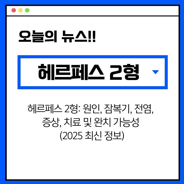 헤르페스 2형: 원인, 잠복기, 전염, 증상, 치료 및 완치 가능성 (2025 최신 정보)