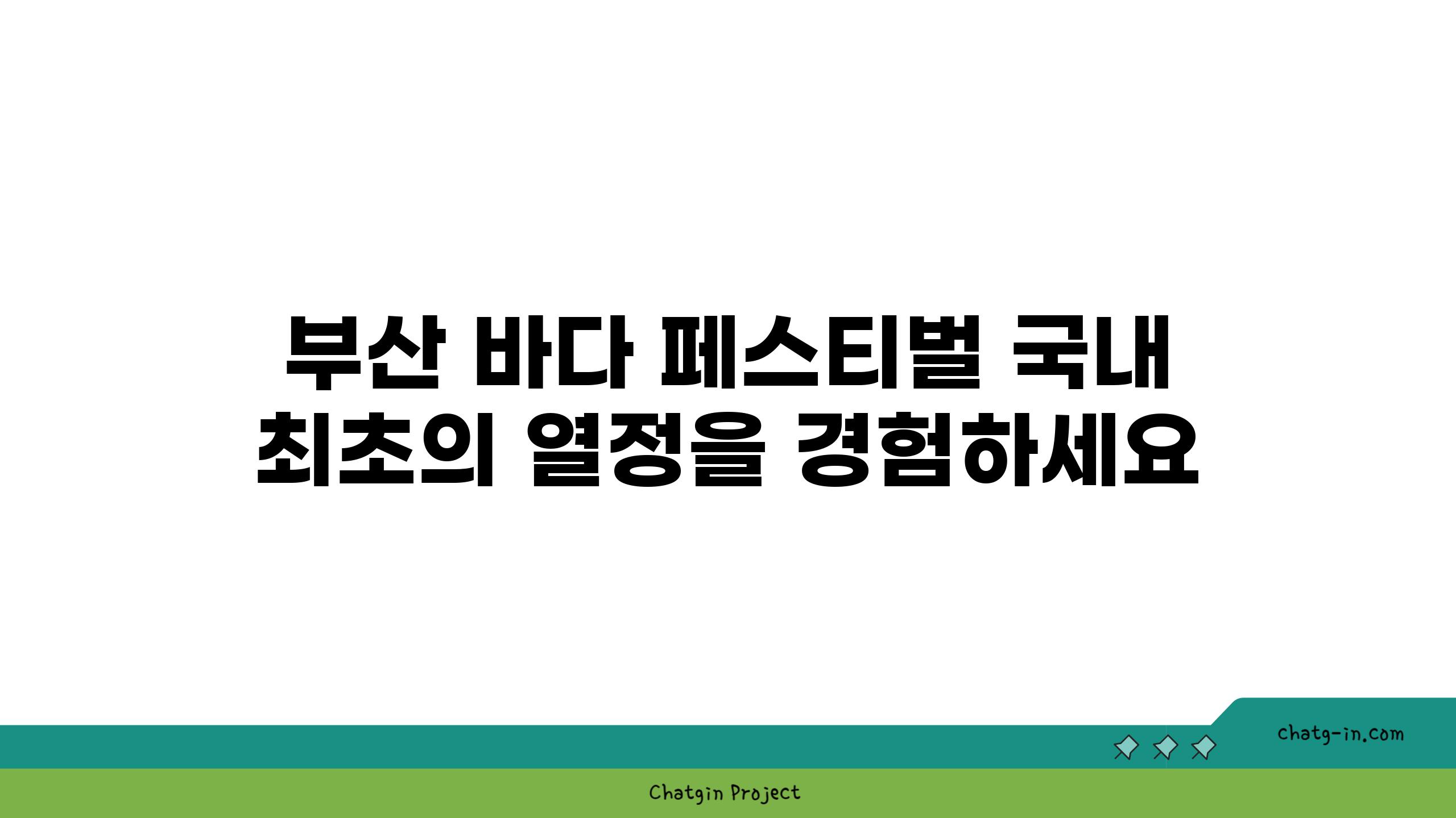 부산 바다 페스티벌 국내 최초의 열정을 경험하세요