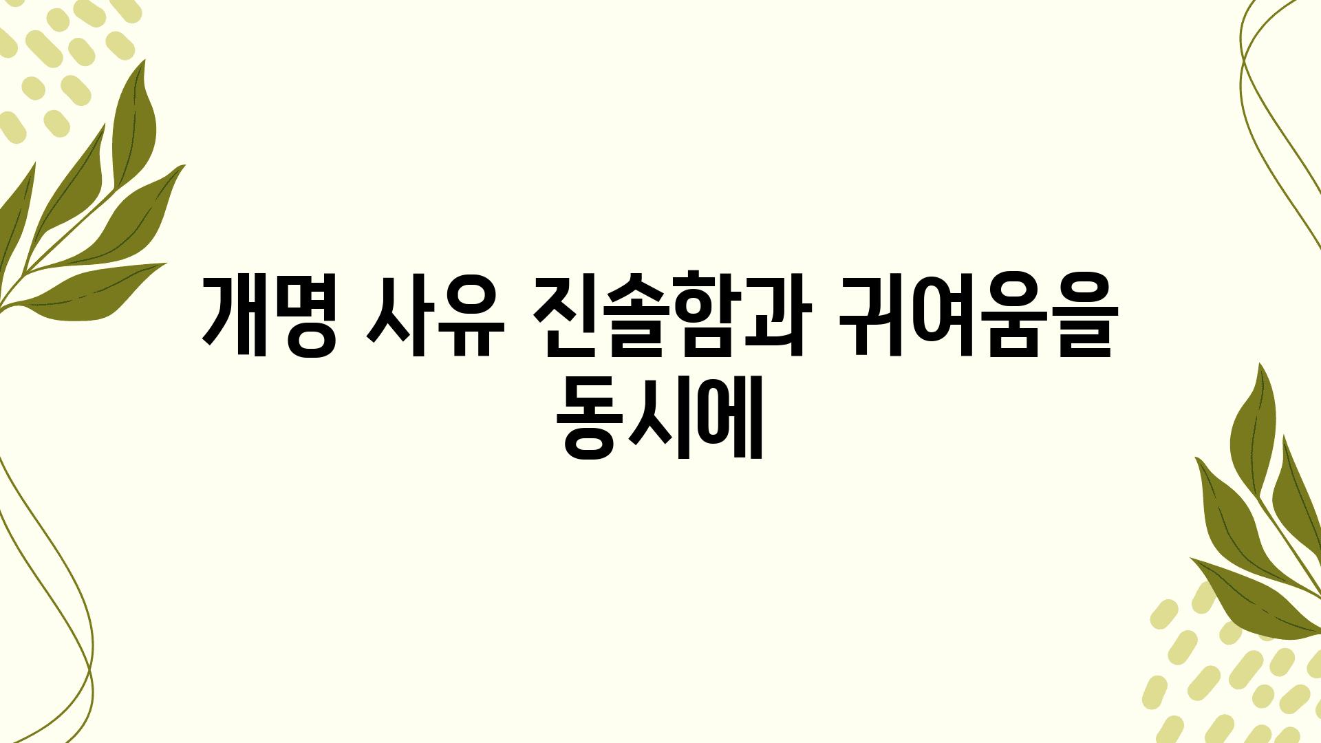 개명 사유 진솔함과 귀여움을 동시에