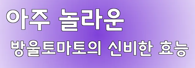 아주 놀라운 방울토마토의 신비한 효능