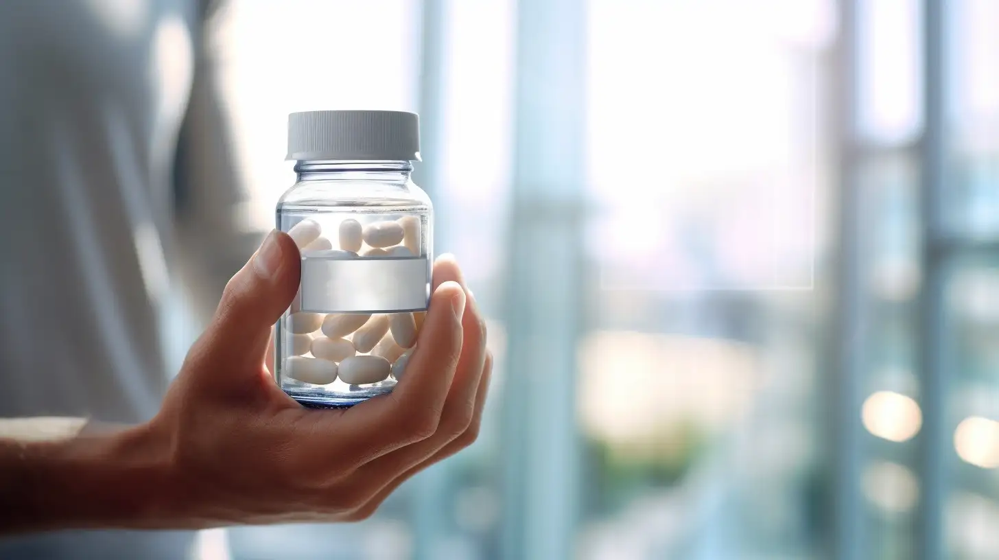 Hand holding a vial of medicine