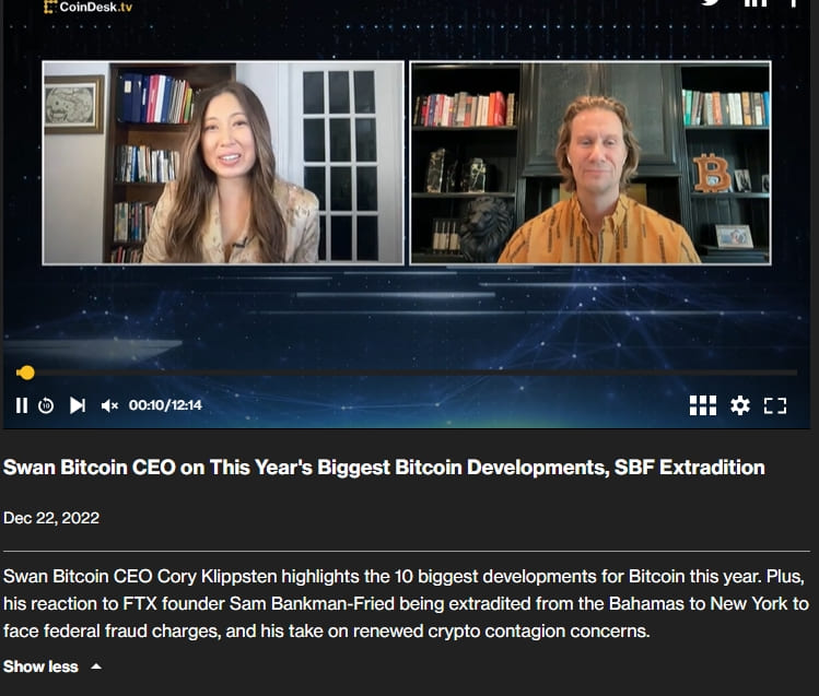 “비트코인은 크립토 윈터가 두렵지 않다” Swan Bitcoin CEO on This Year&#39;s Biggest Bitcoin Developments