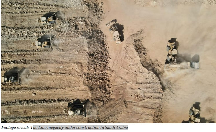 의구심 가졌던 세계 최대 신비의 도시 프로젝트 &#39;네옴&#39;&#39;...과연 건설될까 VIDEO: Drone footage reveals The Line megacity under construction in Saudi Arabia