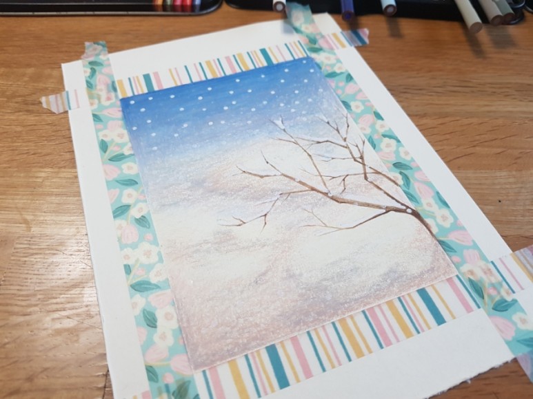 겨울 그리기 눈쌓인 겨울 나뭇가지 17