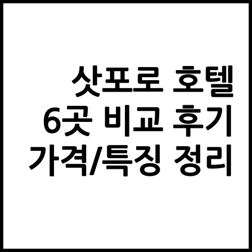 삿포로 호텔 예약 전 필독 6곳 특징