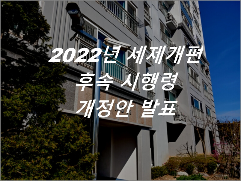 2022년 세재개편 후속 시행령 개정안 1월 18일 발표
