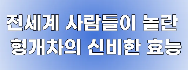 전세계 사람들이 놀란 형개차의 신비한 효능