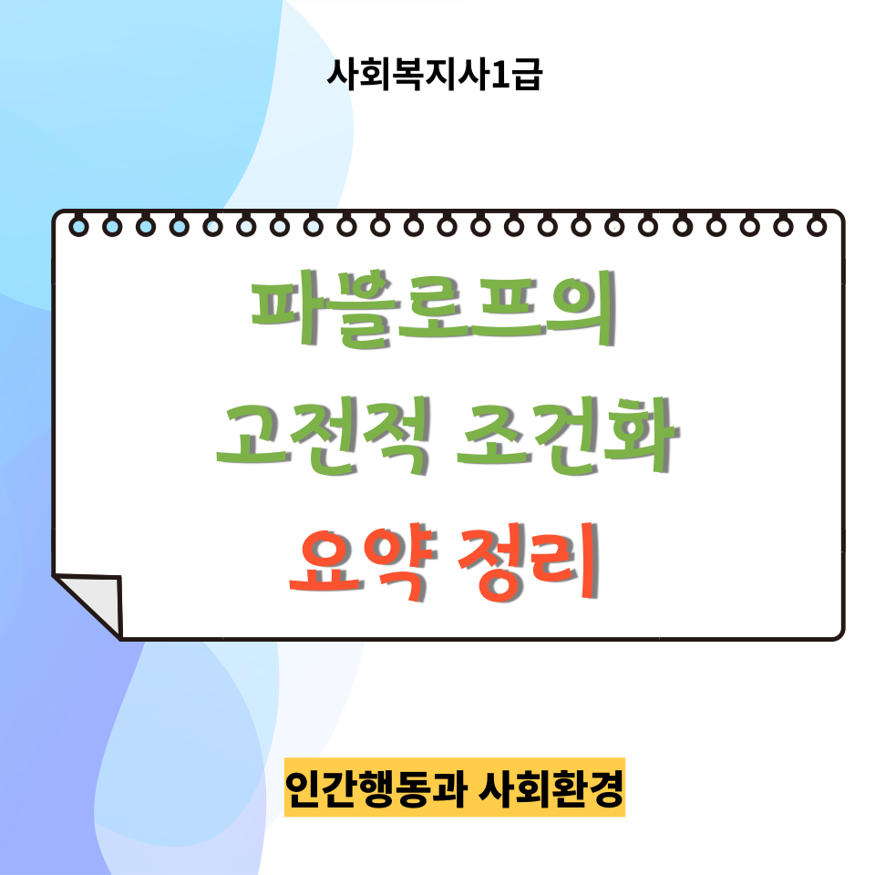  <인간행동과 사회환경> 복습용 ㅣ 파블로프의 고전적 조건화