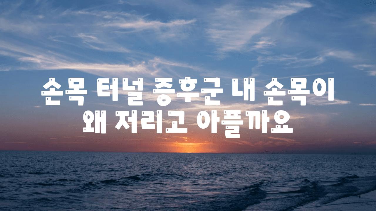 손목 터널 증후군 내 손목이 왜 저리고 아플까요