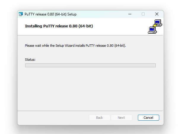 putty-64bit-0.80-installer.msi 파일 설치 모습