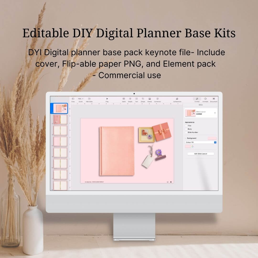 Editable DIY digital planner base template kite