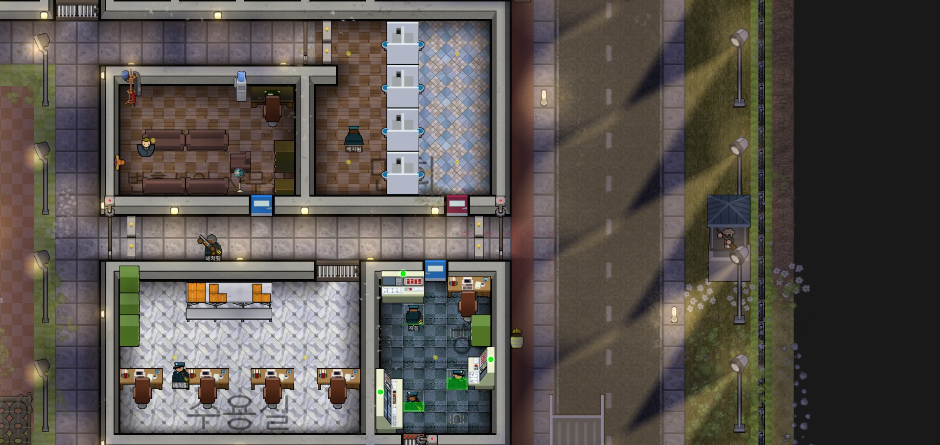 Prison Architect(프리즌 아키텍트)&#44; 교도소 입구 감시탑과 면회실