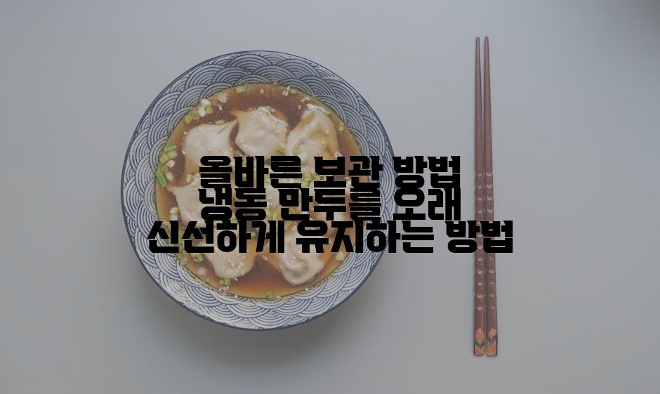 올바른 보관 방법 냉동 만두를 오래 신선하게 유지하는 방법