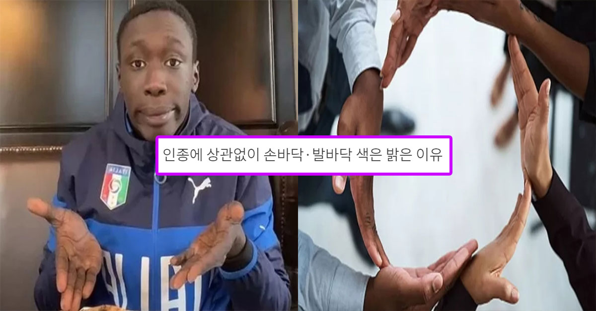  인종에 상관없이 손바닥·발바닥 색은 밝은 이유