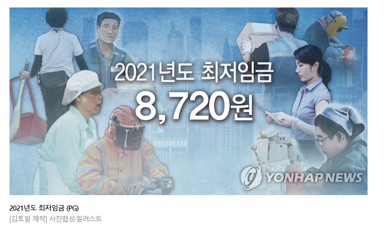  내년도 최저임금 1.5% 오른 8,720원 최저인상률..