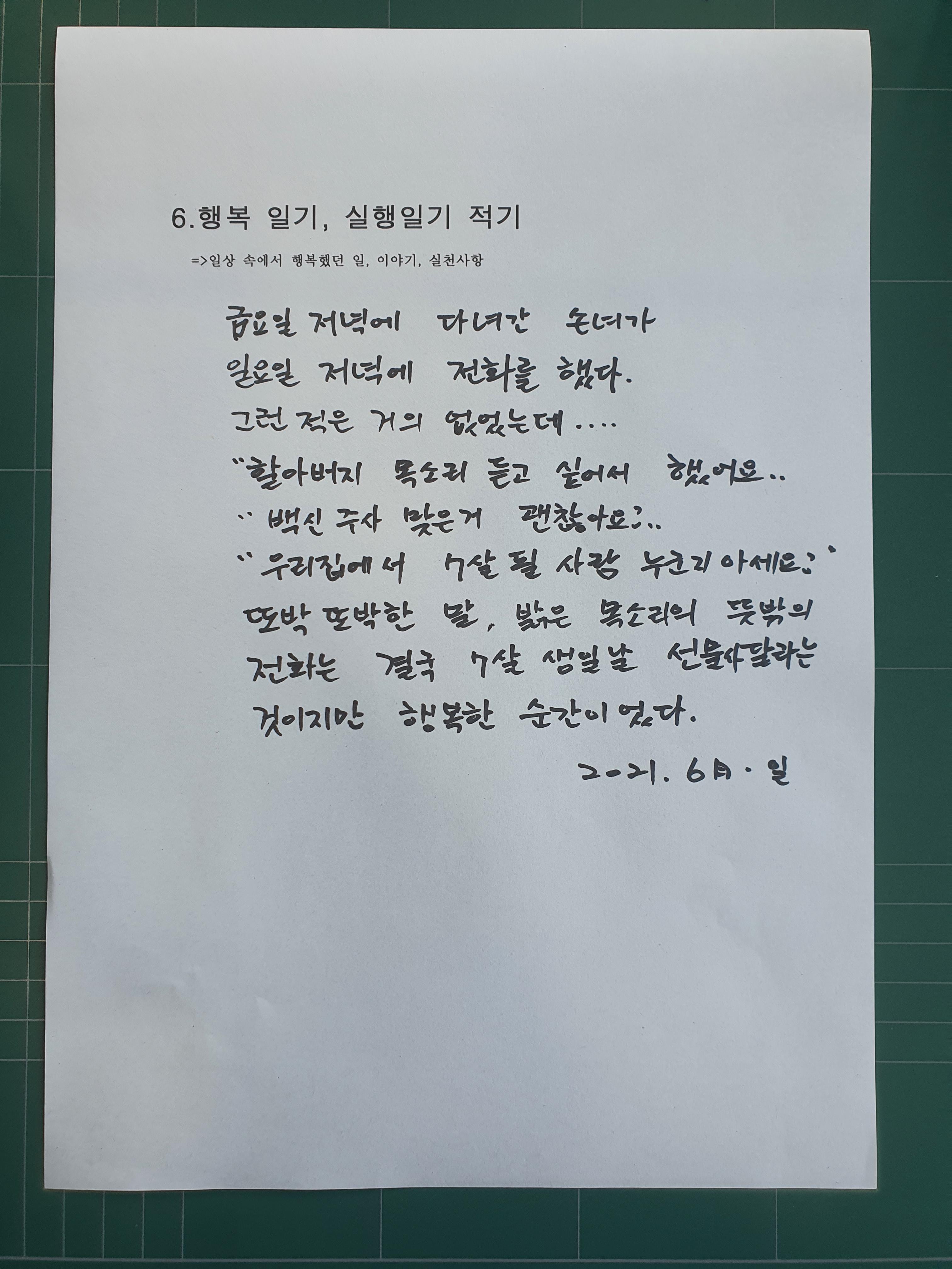  행복 일기를 쓰는 날은 행복하다.(실천6)