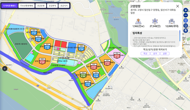 고양장항지구-입지특성-면적-입주세대