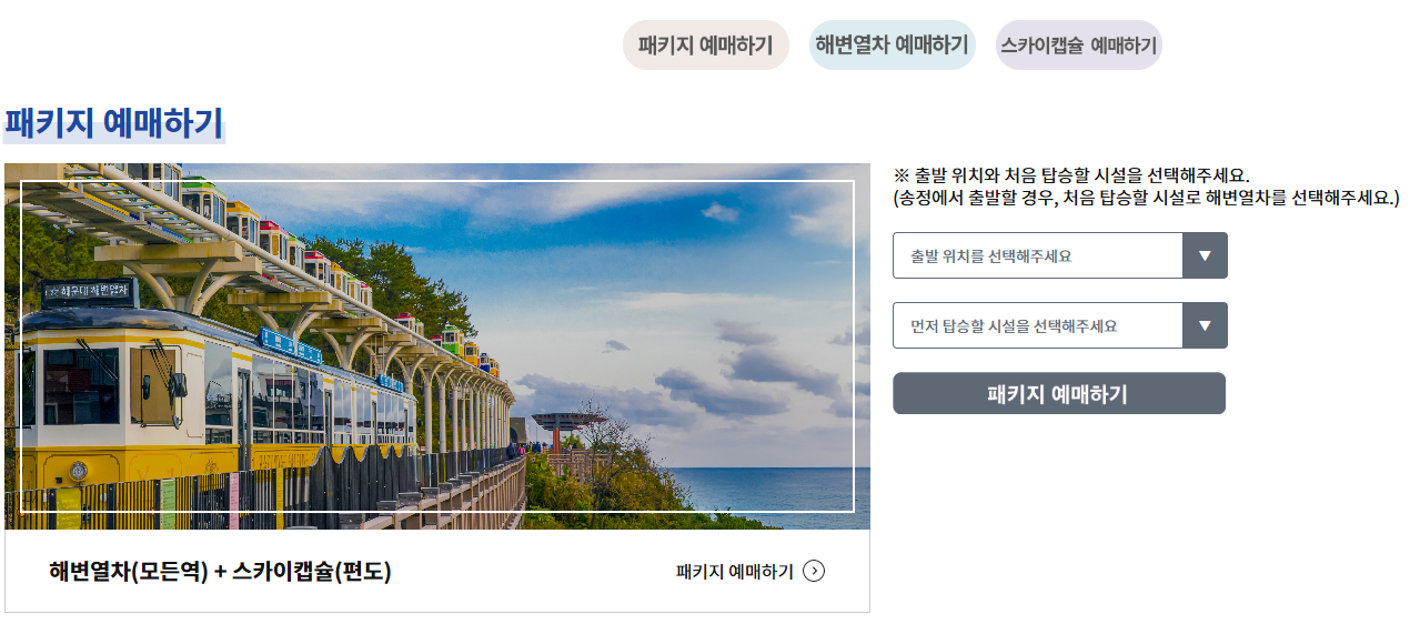 패키지 예매 하기 이미지, 블루라인 파크