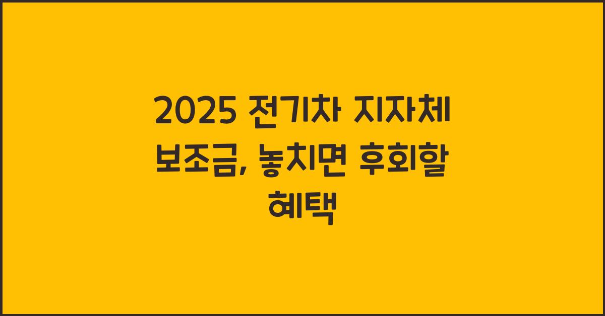 2025 전기차 지자체 보조금