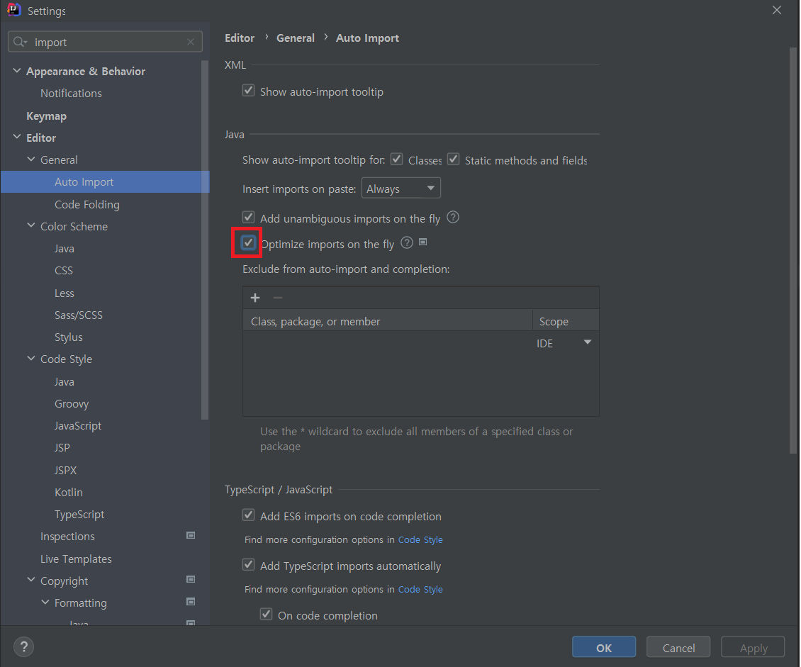 optimize imports on the fly intellij