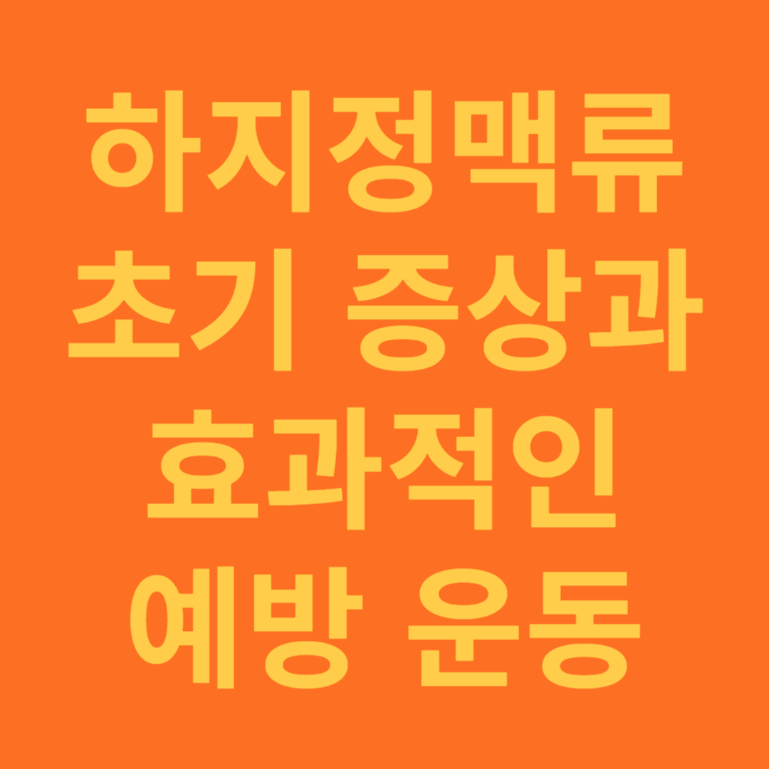 하지정맥류 초기 증상과 효과적인 예방 운동 방법