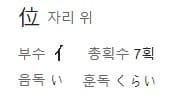 &#39;자리 위&#39; 한자의 일본어 표현이 나와있는 그림