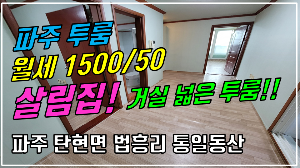  파주 탄현면 법흥리투룸/통일동산투룸/헤이리투룸/신세계첼시아울렛투룸/파주영어마을투룸 월세 1500/50만 방이 크고 거실 넓은 살림집 1층 개방감 좋은 넓은 투룸