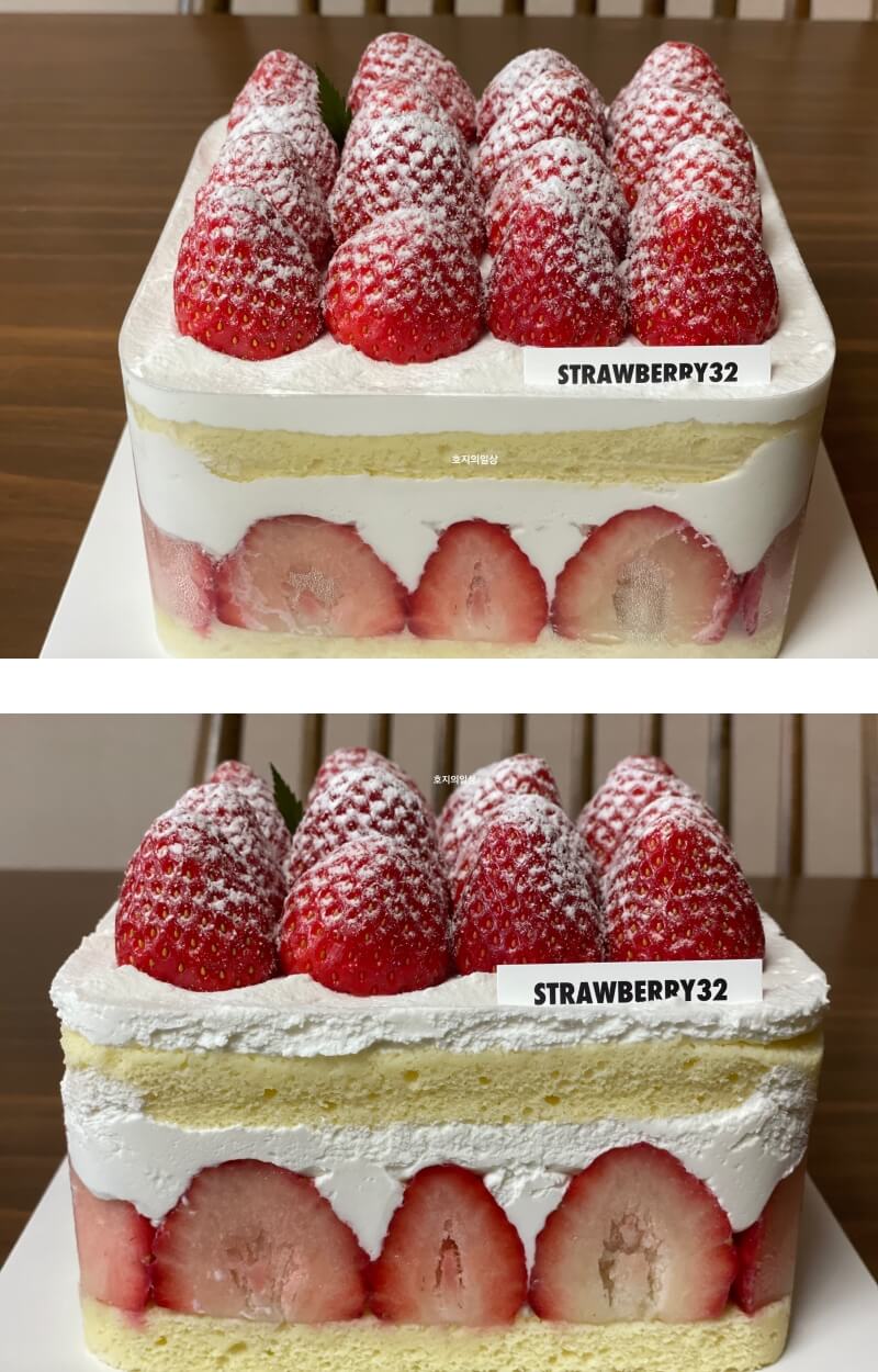 연남동 스트로베리32 - 딸기 생크림 케이크 측면