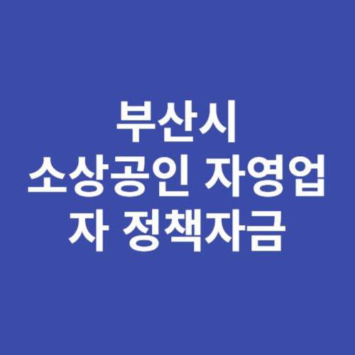 부산시 소상공인 자영업자 정책자금