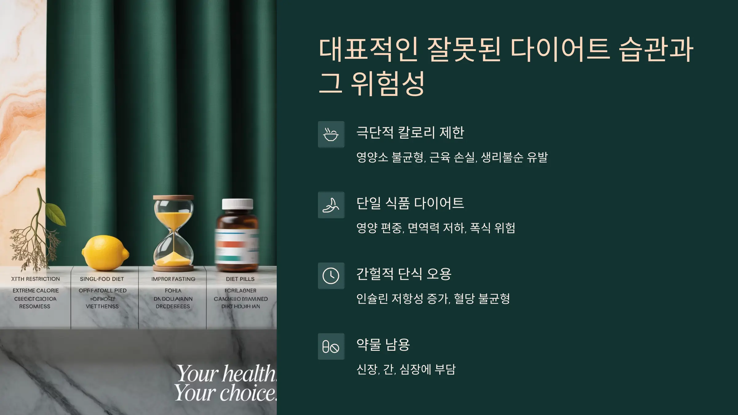 대표적인 잘못된 다이어트 습관과 그 위험성