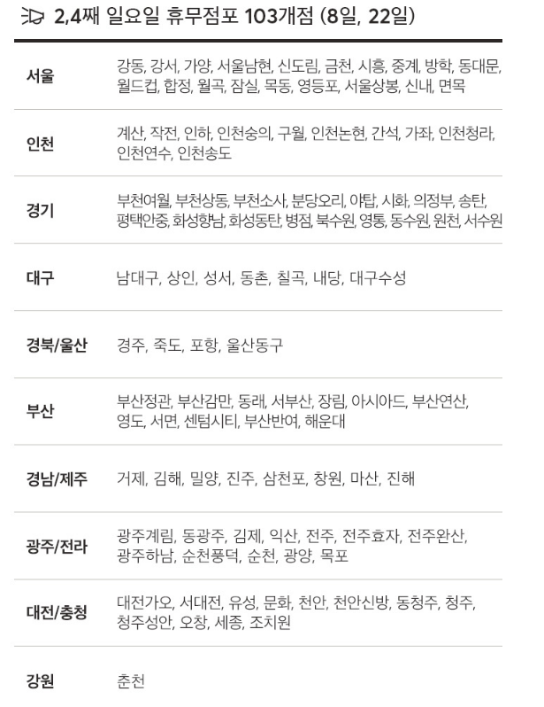 홈플러스 설 연휴 휴무 1월 휴무 지점