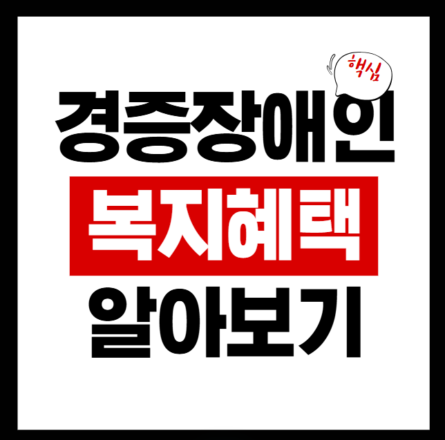 경증장애인 30가지 복지혜택 총정리