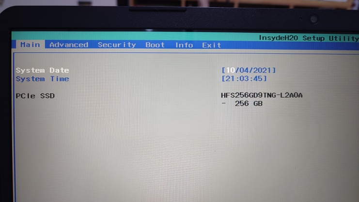 Bios Main 메뉴 진입