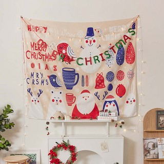아스파시아 크리스마스 패브릭포스터 + LED 별전구 + 글자 가랜드, 노르딕노멀, 150 x 130 cm