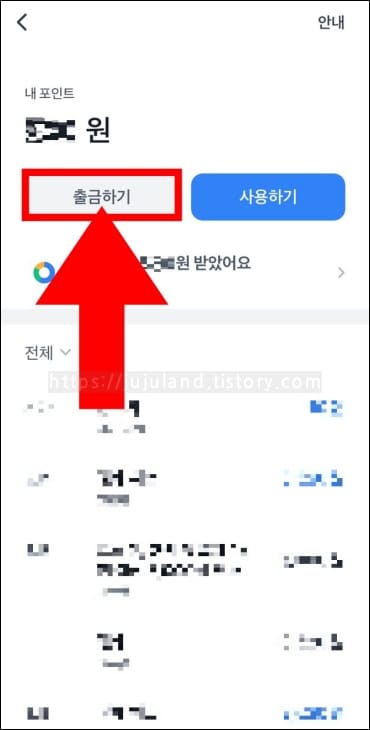 화살표가-어플-내-출금하기-버튼을-가리키고-있다.