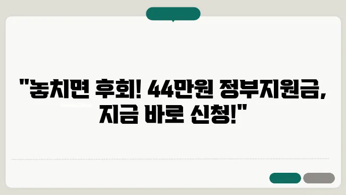 서두르세요! 44만원 정부지원금 신청기간과 방법 공개!