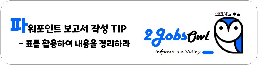 신입사원 PPT(파워포인트) 스킬 - 회사보고서 작성 TIP - 표를 활용하여 내용을 정리하라