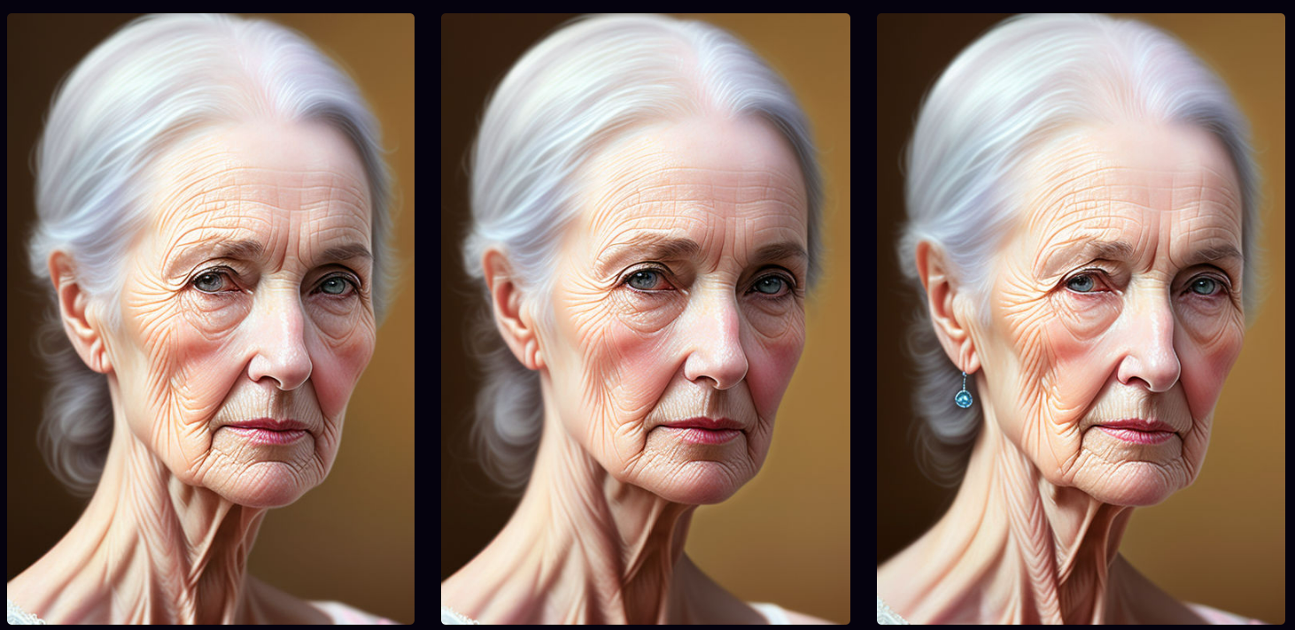 Images of a woman aging from 101 to 99