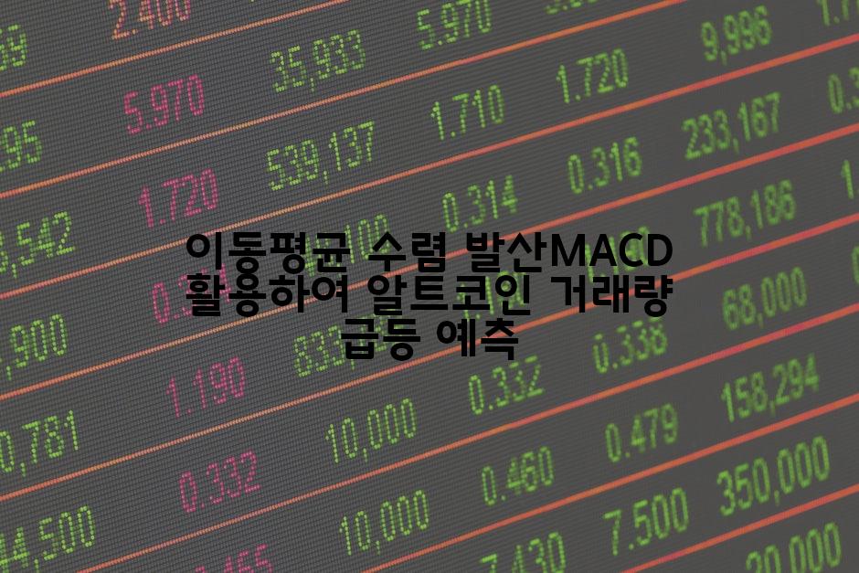 이동평균 수렴 발산MACD 활용하여 알트코인 거래량 급등 예측