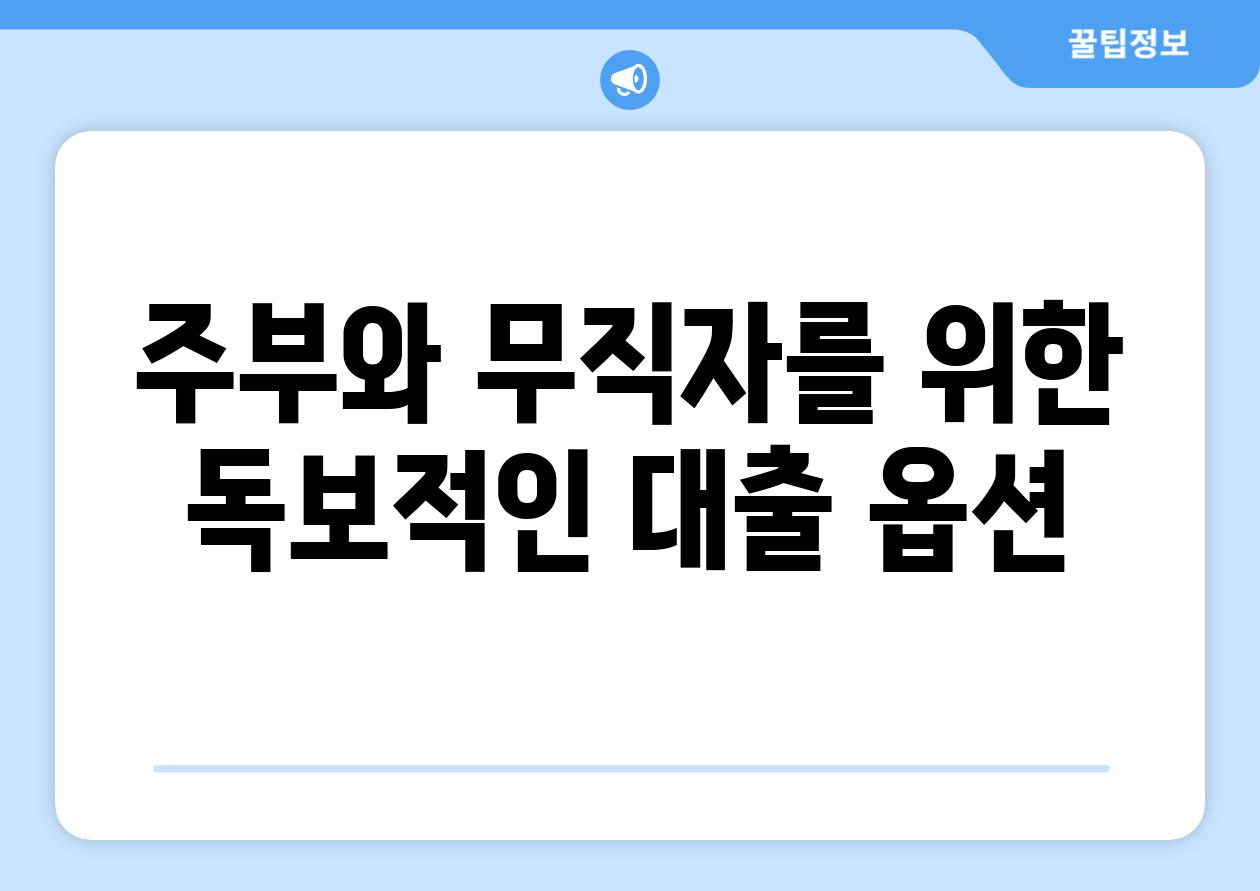 주부와 무직자를 위한 독보적인 대출 옵션