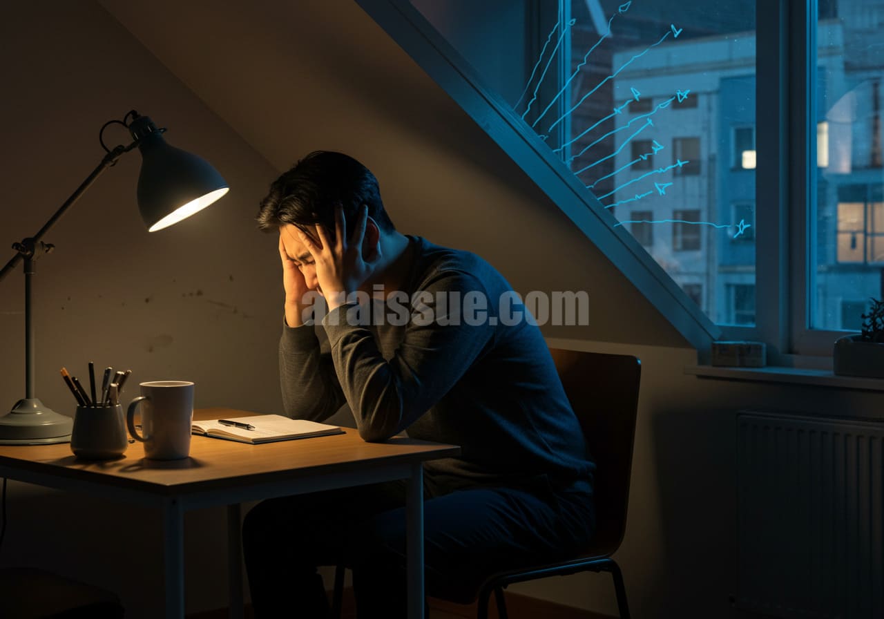 소음에 스트레스를 받으며 자율신경계가 과도하게 활성화되는 아파트 내 남성