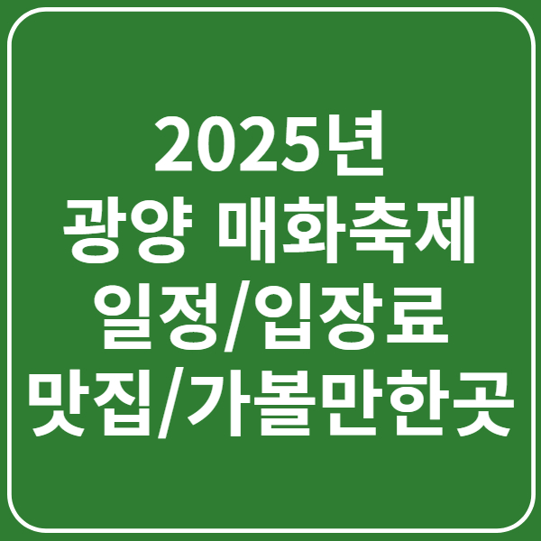 2025 광양 매화축제 일정, 입장료, 맛집, 가볼만한 곳 총정리(전라도 축제)