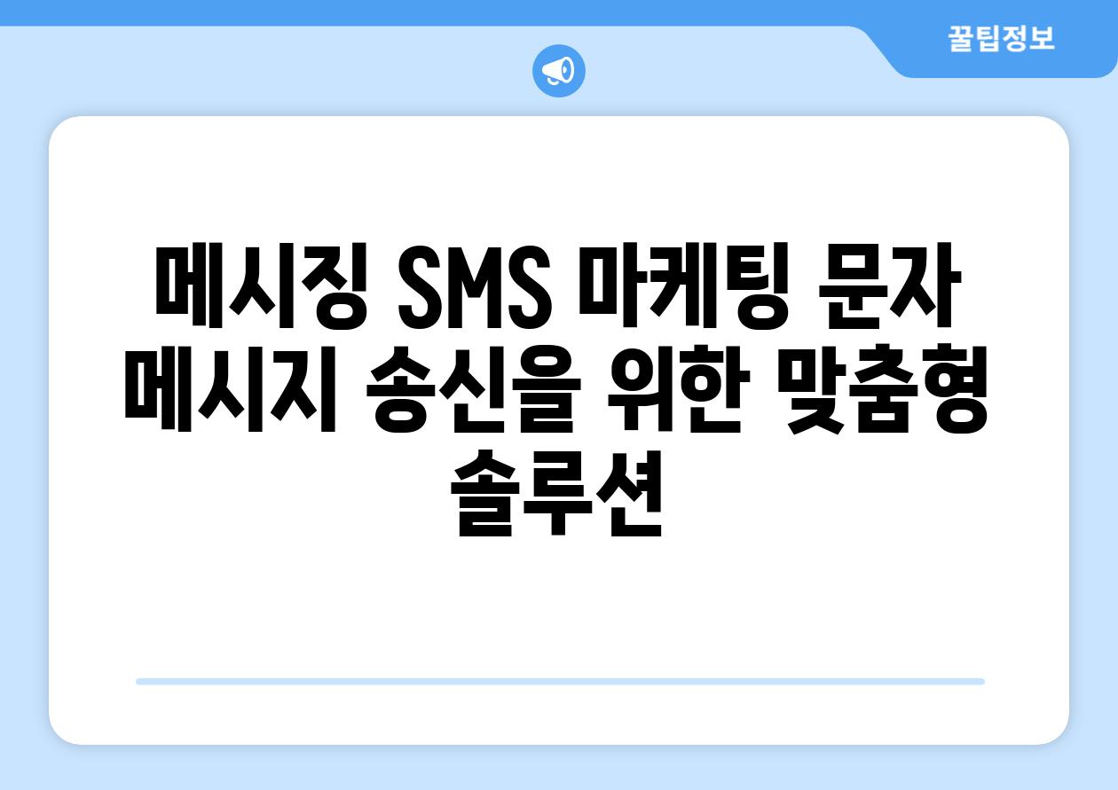 메시징 SMS 마케팅 문자 메시지 송신을 위한 맞춤형 솔루션