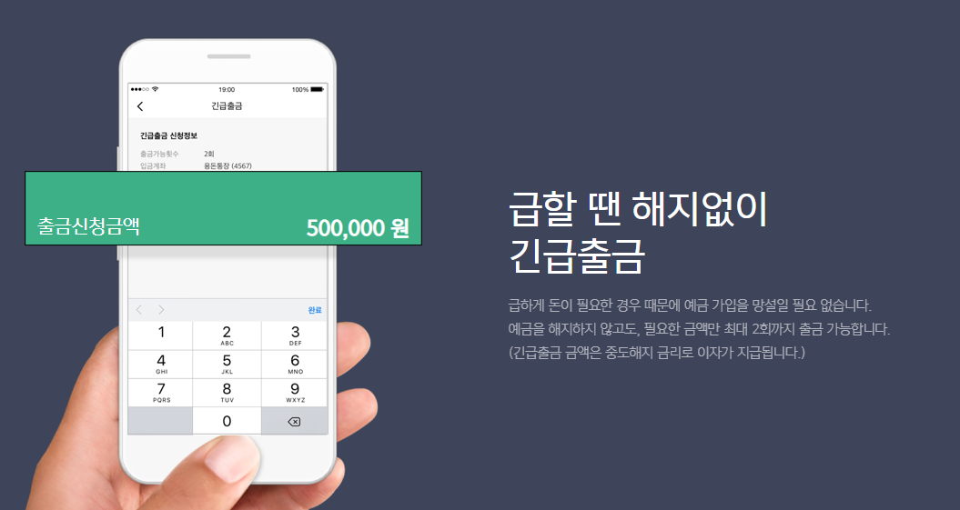 카카오뱅크 정기예금 해지없이 긴급출금 가능