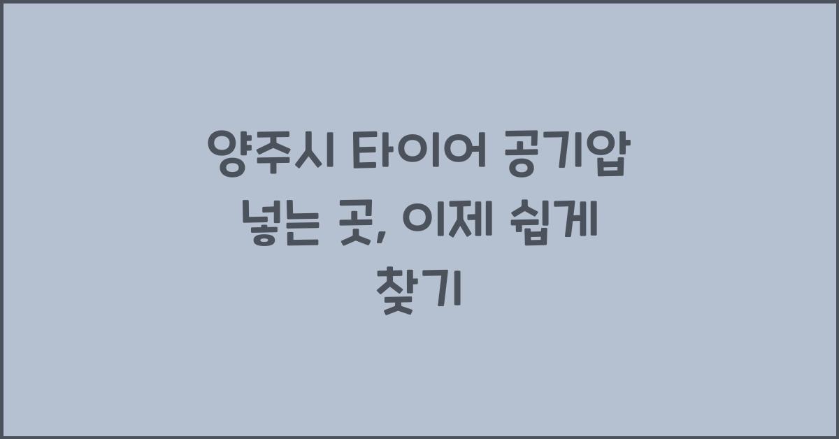 양주시 타이어 공기압 넣는 곳